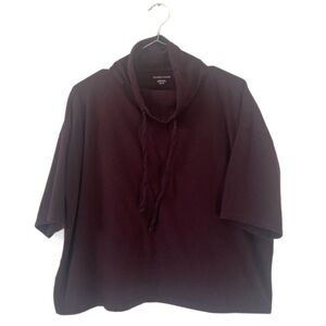 Eileen Fisher Maroon/Burgundy Turtleneck Cropped Short Sleeve Top Size XXS